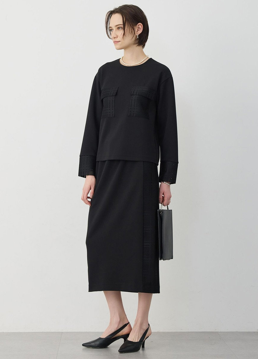 空蕾絲圓領長袖棉衫